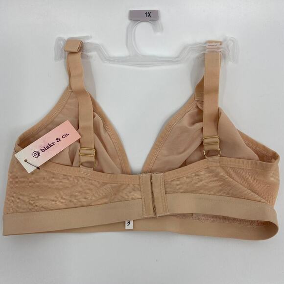 Blake & Co. Bralette Size 1X Beige Unlined Wire Free Mesh Insert Comfort - Picture 6 of 9